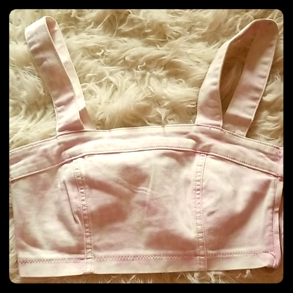 Forever 21 pink and white crop top